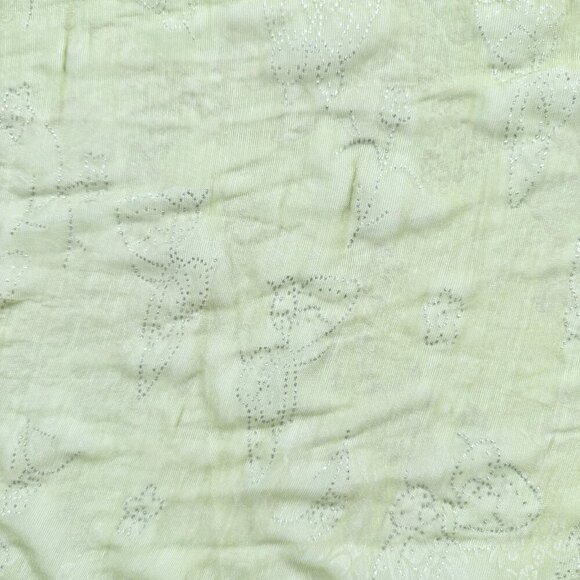 Light Green Sheer Scarf With Butterflies, Fringes And Glitter - Picture 4 of 6